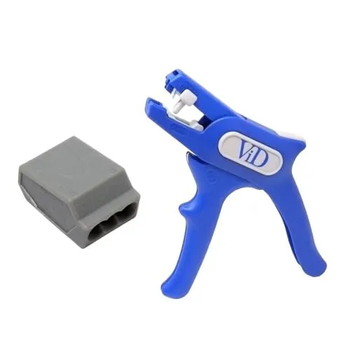 ViD® 100 Stück graue Verbindungsklemmen und Abisolierzange - Einfache und sichere Verbindung von eindrähtigen Kupferleitern bis 2,5 mm². 100 Stück pro Packung, ideal für professionelle Anwendungen. VDE-zertifiziert für höchste Qualität.