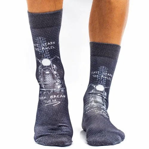 Herren WIGGLESTEPS Socken - One Size (Gr. 41/46) - Motiv: 02008 - Biker Rules 2