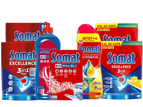 Somat SOMAT Caps 2x50 + Lemon 2x50 + Duo Gel + Klarspüler + Salz + Gel Spülmaschinentabs