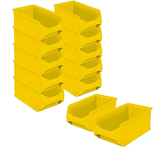 BRB Sichtbox LB3, 12x Gelb, 350x200x150 mm - Set aus 12 hochwertigen Sichtboxen, ideal für die Lagerung von Kleinteilen. Beständig gegen viele Chemikalien, kälte- und hitzebeständig. Perfekt für Lager, Transport und Werkstatt.