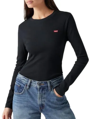 Levi's Damen Essential HM LS Tee T-Shirt, Caviar, L - T-Shirt für Damen mit figurbetontem Schnitt, ideal für einen lässigen Look und aus hochwertiger Baumwolle für optimalen Tragekomfort.