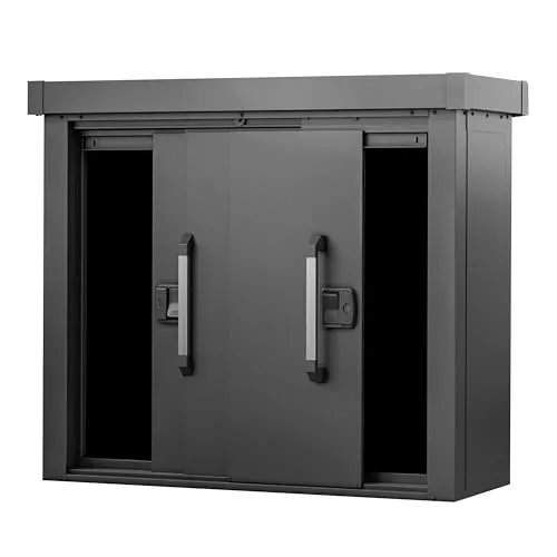 GFP Garten-Geräteschrank Leon 135x55 cm - Geräteschrank mit Schiebetür und flachem Dach, ideal für die platzsparende Aufbewahrung im Garten, in elegantem Anthrazit.