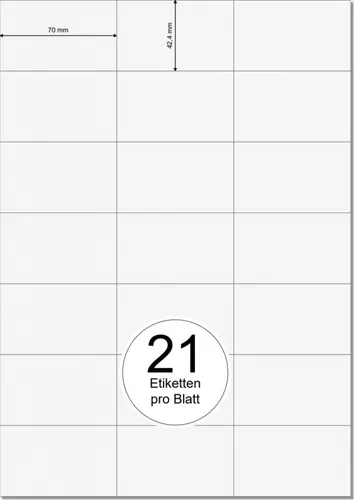 PRINTATION Papier-Etiketten (B70xH42,4mm) 100xA4 à 21 Eti. 1367542-GP