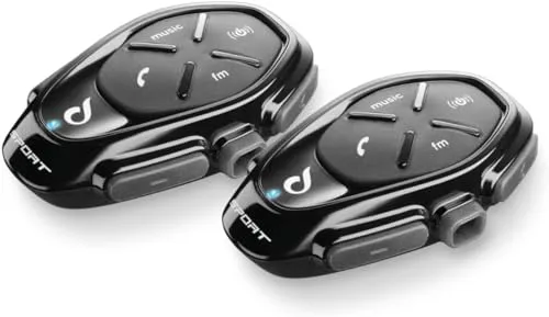 INTERPHONE Sport HD – Doppelsprechanlage für Motorradhelm mit Kopfhörer HD HiFi 40 mm, 4 Motorradfahrer, Entfernung 1 km, Autonomie 20 Stunden, Standby 1.000 Stunden, TFT, GPS, wasserdicht, Universal