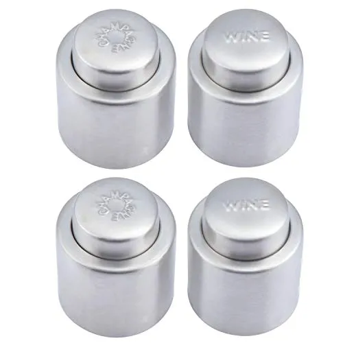 Coolty 2 Stück Weinflaschenverschluss und 2 Stück Sektflaschenverschluss, Edelstahl Sekt Flaschenverschluss Wein-Flaschen-Stopper Vakuumierer Familie Bar Werkzeuge