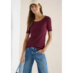 Cecil Basic T-Shirt mit Rundhals in Unifarbe Sweet Grape red S