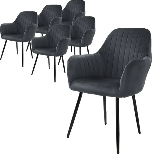 ML-DESIGN Stuhl Esszimmerstuhl mit Rücken- und Armlehnen - Eleganter Esszimmerstuhl im 6er Set, aus hochwertigem Samt und Kunstleder, bietet optimalen Komfort und ist leicht zu reinigen – ideal für Ihr Zuhause.