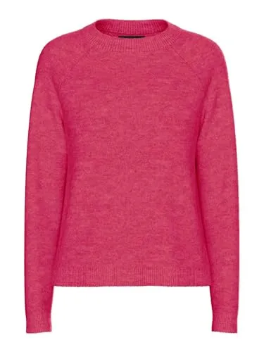 PIECES Pcjuliana Ls O-Neck Knit Noos Bc - Eleganter Pullover für Damen mit Rundhalsausschnitt, langen Raglanärmeln und gerippten Säumen für einen bequemen Regular Fit.