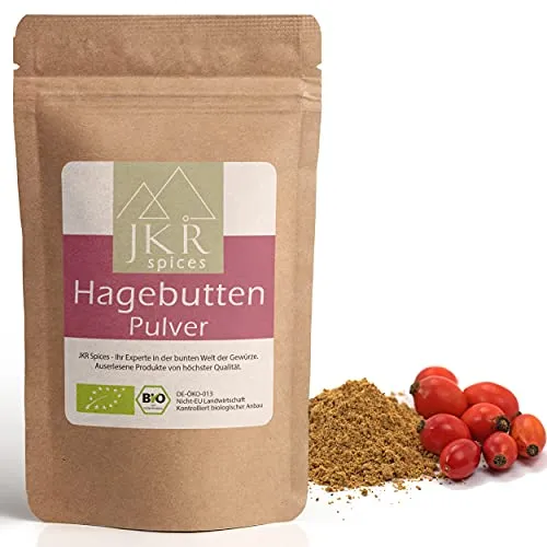 JKR Spices 250g Bio Hagebuttenpulver Hagebutten Pulver ganze Hagebutte gemahlen Heckenrose