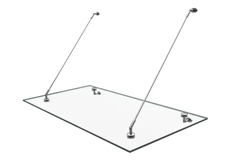 Mai & Mai Glasvordach Überdachung Transparenter VSG mit SGP Folie Vordach Edelstahl Wandhalterung Regenschutz Eingangsbereich 90x180cm VDG02K