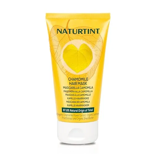 Naturtint Kamille Maske. Feuchtigkeitsspendend und glänzend. Intensive goldene Reflexe. 97,8% Natürliche Inhaltsstoffe. Kamille und Zitrone. 150ml