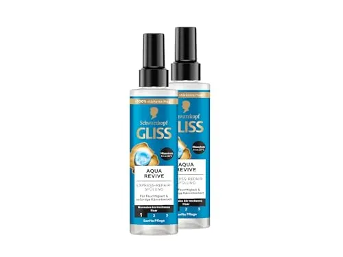 Gliss Express-Repair-Spülung Aqua Revive (2x 200 ml), Haarspülung bietet eine Extraportion Feuchtigkeit & gesunden Glanz, für normales bis trockenes Haar