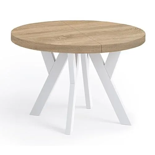 Dekori Möbel Runder Ausziehbarer Tisch Pero - Esszimmertisch im Loft-Stil, ausziehbar von 90 bis 220 cm, ideal für flexible Essbereiche und gesellige Runden.