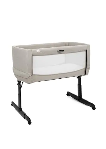 Joie roomie™ go Beistellbett – Kompakt faltbar, mit anhebb- & absenkbarer Seite, beruhigender Neigungsfunktion & 5-facher Höhenverstellung, leichtes Design für Neugeborene bis 6 Monate (0–9 kg), Clay