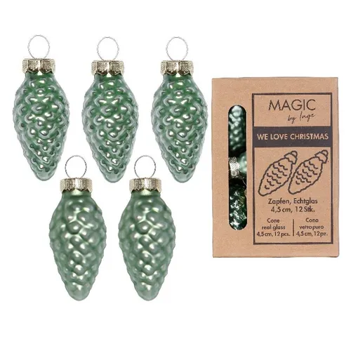 MAGIC by Inge Christbaumschmuck, Christbaumschmuck Zapfen 4,5cm Glas 12 Stück - Mild Sage