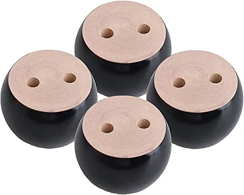 Runde Möbelfüße aus Holz, 5,1 cm hoch, Ersatzbeine für Möbel, Kommoden, Sofas, Schränke, Couch, Ersatzbeine, Schwarz, 4 Stück