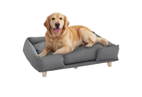 MC Star Hundekorb Hundesofa, abnehmbares Haustierbett in Dunkelgrau - Hochwertiges Hundesofa mit abnehmbarem Kissen für einfache Reinigung. Das bis zu 8 cm dicke Kissen bietet Ihrem Haustier einen komfortablen Rückzugsort. Ideal für große Hunde bis 30 kg, mit stabilen Holzbeinen für zusätzlichen Komfort.