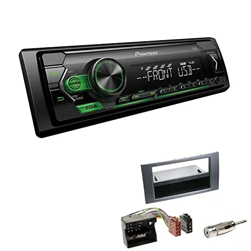 Pioneer MVH-S120UBG 1-DIN Autoradio mit grüner Beleuchtung und USB kompatibel mit Android-Smartphones inkl. Einbauset passend für Ford Fiesta V Facelift 2005-2008 dunkelsilber/anthrazit