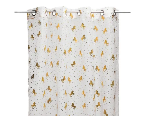 Gardine Für Kinderzimmer Unicorn, 140 x 250 cm, Rosa mit Goldenen Einhörnern - Stylische Gardine für das Kinderzimmer in rosa mit goldenen Einhörnern. Schützt vor neugierigen Blicken und reguliert den Lichteinfall. Ideal für eine charmante Raumgestaltung.
