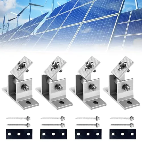 Riisoyu 4 Stück Solarpanel Halterung Dachhaken , 0-60°Individuell Verstellbar PV Modul Halterung Befestigung Solarmodul für Flachdach, Wand, Boden, Boot, Wohnmobil Stufenlos
