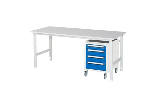 Rau Arbeitstisch Tom höhenverstellbar KM10 - Höhenverstellbarer Werkbank für optimale Ergonomie, Maße B2000xT800xH760-1080mm, ideal für vielseitige Anwendungen.