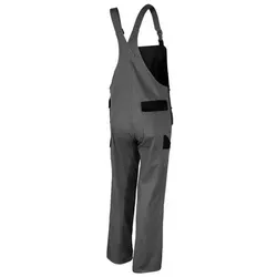 Qualitex Herren Latzhose grau Größe 46 - Robuste Arbeitshose mit doppeltem Brustlatz und mehreren praktischen Taschen, ideal für Handwerker und Bauarbeiter.