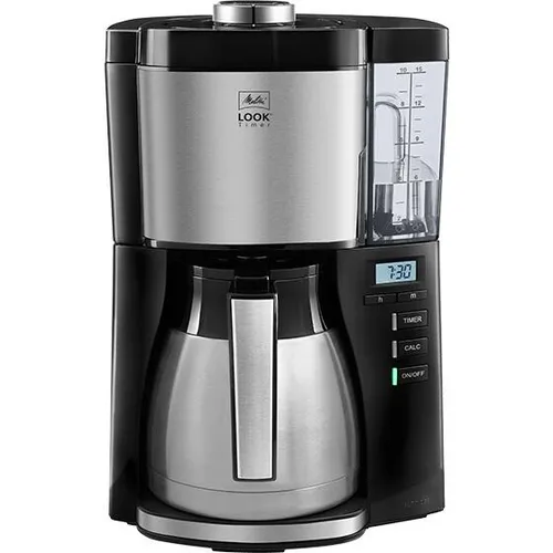 Melitta 1025-18 Look Therm Timer - Schwarz, 10 Tassen Filterkaffeemaschine mit AromaSelector und praktischer Timer-Funktion für perfekten Kaffeegenuss