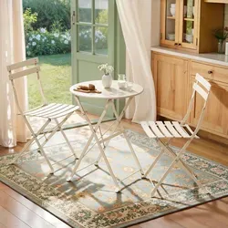 SONGMICS 3-teiliges Balkonmöbel-Set mit Klapptisch und 2 Stühlen, beige - Kompaktes Balkonmöbel-Set aus pulverbeschichtetem Stahl – ideal für entspannte Momente auf Balkon oder Terrasse. Klappbar und platzsparend, perfekt für kleine Räume!