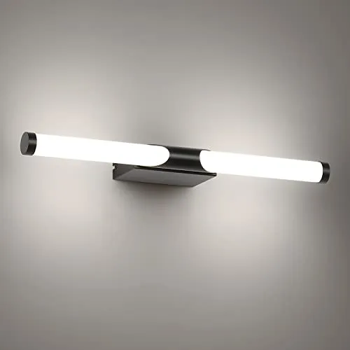 ECOBRT LED Spiegelleuchte Badezimmer 40cm – Wandleuchte mit Schalter, IP44 wasserdicht, 4000K Neutralweiß, für Spiegelbeleuchtung & Waschtisch, Schwarz