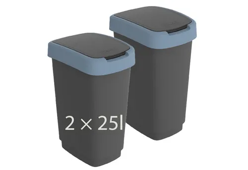 ROTHO Mülleimer TWIST 2er-Set Abfalleimer 25l in blau von Rotho