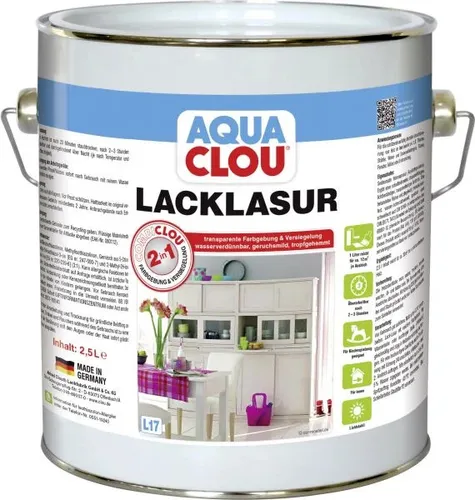 Aqua Clou Lacklasur L17 Nr.16 - 2,5 L Weiß - Hochwertige Holzgel-Lacklasur für langlebigen Schutz und ansprechende Optik, ideal für Innen- und Außenanwendungen.