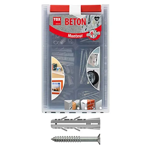 TOX Spreizdübel - Sortiment Monteur Beton 136 tlg., mit Spreizdübel Barracuda 5x25 mm, 6x30 mm, 8x40 mm + perfekt abgestimmte Schrauben, 094901041