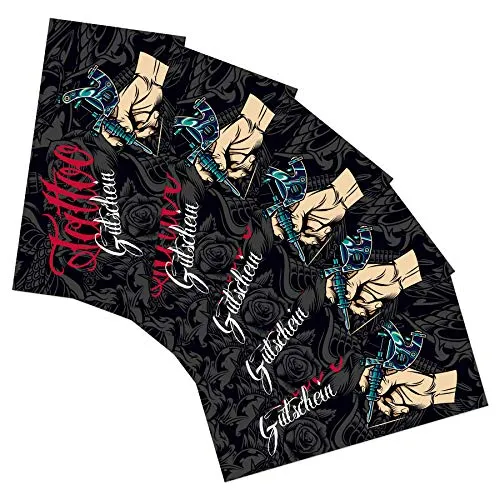 itenga 25x Geschenkgutschein Verpackung I Geschenkkarte I Motiv Tattoo I Gutschein I 21,0 x 10,5 cm I Postkarte zum Ausfüllen