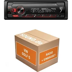 Autoradio Einbaupaket Pioneer MVH-S320BT passend für Golf V mit Dynaudio System Schwarz | Bluetooth USB