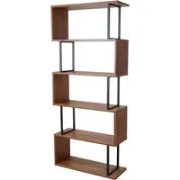 BERLINLODGE Bücherregal Wildeiche-Optik 183x80x30cm – 5 Ebenen mit Metallgestell - Vielseitig einsetzbares Bücherregal in modernem Design. Ideal als Stauraum für Bücher und Deko. Robuste MDF-Holz- und Metallkonstruktion mit 3D-Struktur für einen besonderen Look.