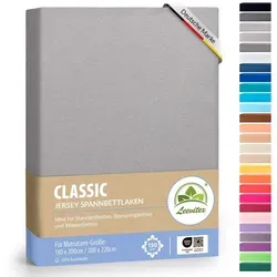 leevitex® Spannbettlaken Spannbettlaken, Mako-Jersey, Gummizug: rundum, (1 Stück), OEKO-TEX® STANDARD 100 zertifiziert grau 180-200 cm x 200-220 cm