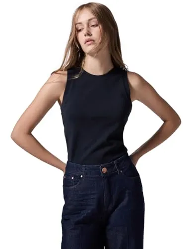 Street One Studio Elastisches Top - Tanktops & Träger-Tops für Damen, elastisches Damentop mit Rundhalsausschnitt, ideal für vielseitige Kombinationen und optimalen Tragekomfort.