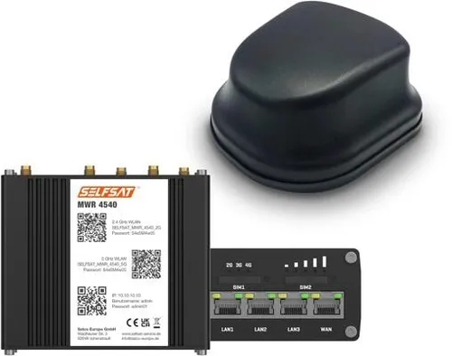 SELFSAT MWR 4540 4G Cat 6 WLAN Router - WLAN-Zubehör für Wohnmobile, mit bis zu 300 Mbps, 2 SIM-Karten-Slots und einfacher Bedienung über den Browser. Ideal für stabile Internetverbindung unterwegs.