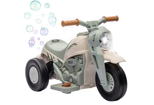 AIYAPLAY Elektro-Kindermotorrad mit Musik, Blasen, Scheinwerfer, Belastbarkeit 30 kg, (1-tlg), 2,5-3 km,h, für 2-5 Jahre Kinder, max. 30 kg, Cremeweiß