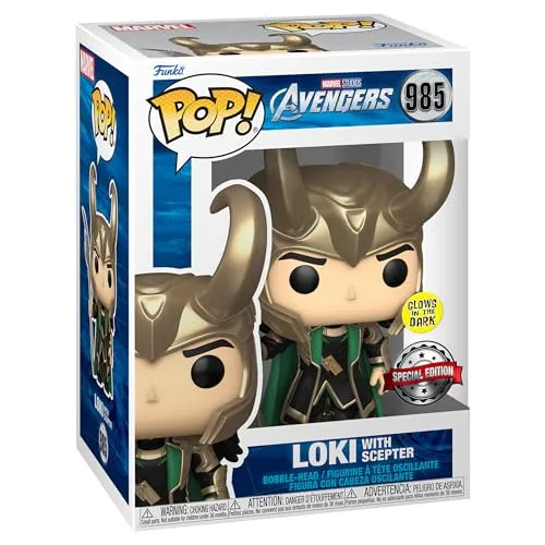 Funko - Pop! Avengers: Loki mit Zepter, das im Dunkeln leuchtet, Sonderedition 985