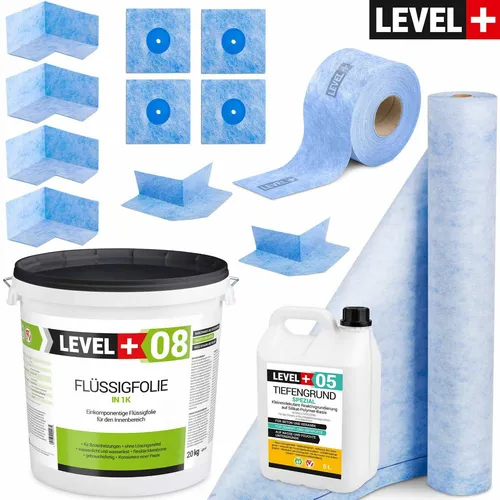 Dicht-Set Abdichtung Bad Dusche 20Kg Flüssigfolie von Level+