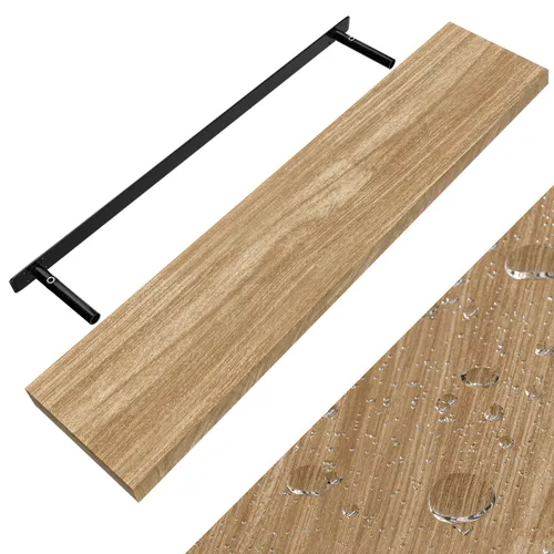 Casaria® Wandregal Holz Eiche 110cm - Schweberegal für Küche, Wohnzimmer und Flur, belastbar bis 15kg und mit unsichtbarer Halterung für einen modernen Look.