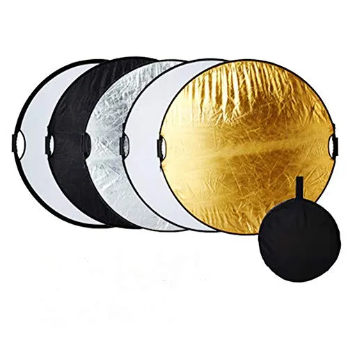 in 1-60cm Fotografie Faltreflektor Set Reflektor Diffusor mit 2 Griff und Tragetasche (Rund) Gold, Silber, Weiß, Schwarz und transparent für Studio und Foto Diffusor 5