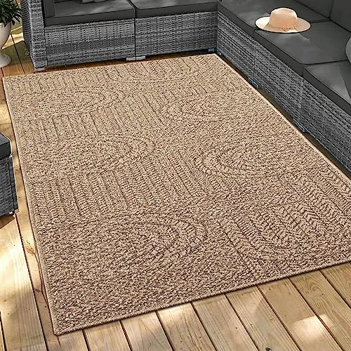 CARPETIA Außenteppich 140x200 cm - Robuster In- & Outdoor Teppich in Sisal-Optik - Teppiche für In- und Outdoor mit strapazierfähigem Polypropylen, UV-beständig und schadstofffrei. Ideal für Garten, Terrasse oder Küche.