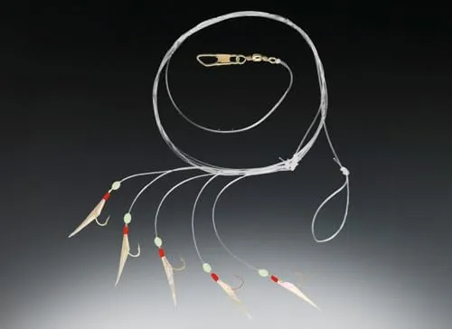 Balzer Heringspaternoster mit echter Fischhaut - Angelvorfächer für Heringsangeln, 150cm lang, 5 Haken mit Fischhaut für optimalen Lockreiz und hohe Fangchancen.