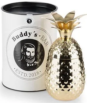 Buddy´s Bar Ananas Cocktail Becher 450 ml - Collins-Gläser aus hochwertigem Edelstahl, lebensmittelecht und ideal für Cocktailliebhaber. Inklusive Geschenkbox – perfekt für besondere Anlässe!