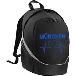 multifanshop Rucksack - München blau - Herzschlag - Sportfan Rucksack mit Feuchtfach, Netztasche und Kopfhörerausgang. Ideal für Fans von München blau! Hochwertige Verarbeitung und brilliante Farben.