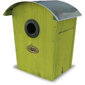 Habau Vogelhaus Nistkasten 2962, FluglochØ 28/32mm, zum Hängen, 18,5 x 19 x 13,5cm, mit Blechdach