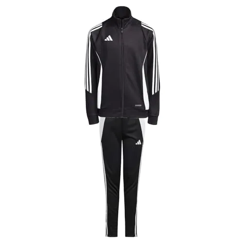 adidas Kinder Trainingsanzug Tiro 24 Black/White 128 - Modischer Tiro 24 Trainingsanzug für Kinder, bestehend aus Jacke und Hose. Hergestellt aus 100 % recyceltem Material für umweltbewusste Sportler. AEROREADY-Technologie sorgt für hohen Tragekomfort.
