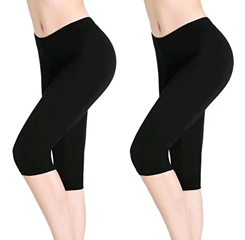 Damen Capri Leggins Kurz Unterrock Hose - Ultra Dünn Bequem Stretch Leicht
